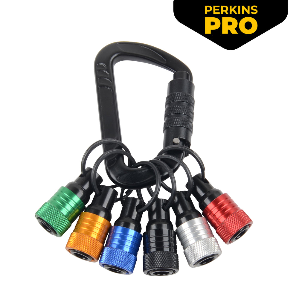 Perkins Builder Brothers PRO 6-Piece Quick-Change Screwdriver Carabiner Bit Holder Set