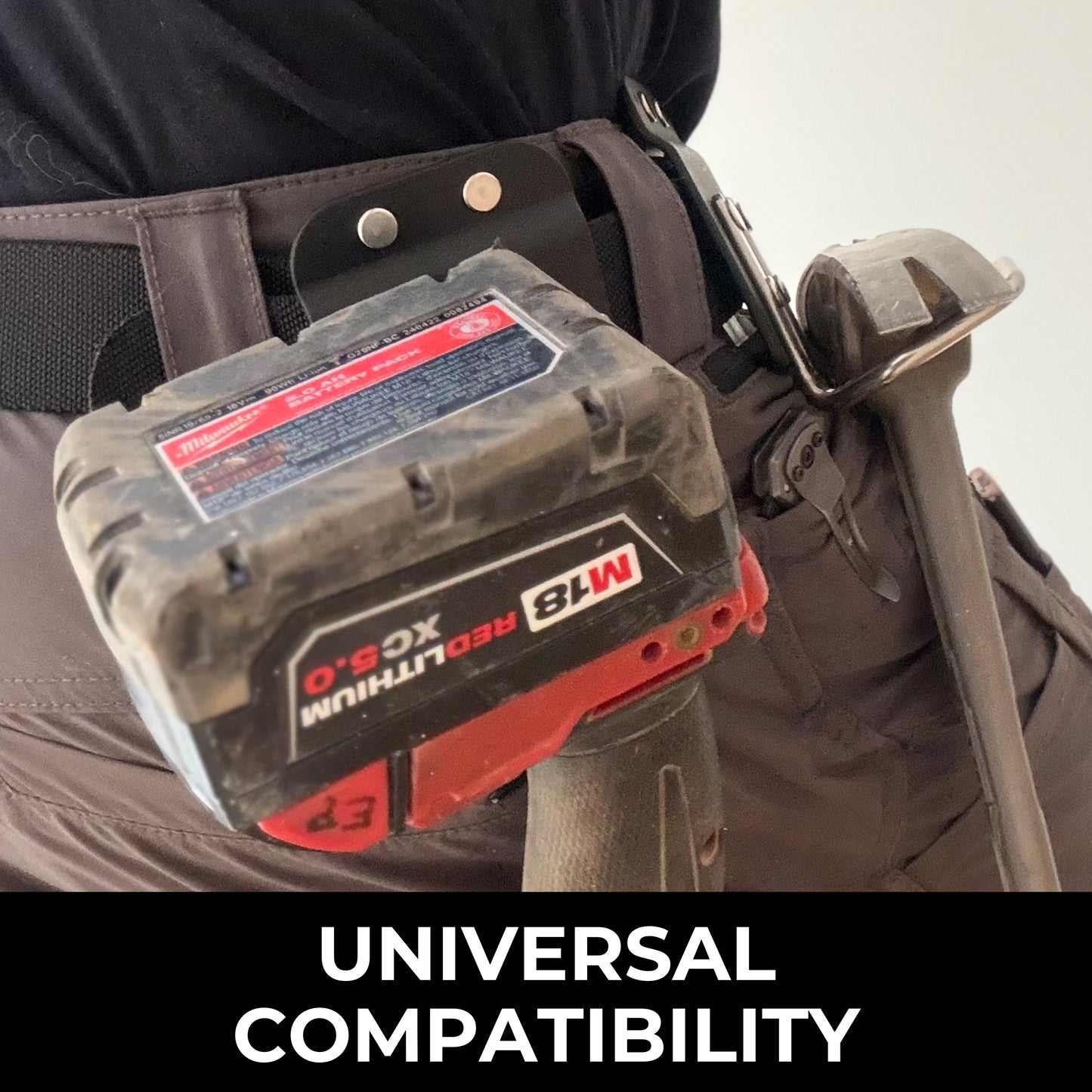 Perkins Builder Brothers Clip-On Tool Belt Drill Holder For Cordless Drill, Tape Measure, and Impact Driver