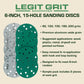 Legit Grit 6 inch Sand paper Disc, 15-Hole, Mixed - Sample Pack, GRITS: 80/120/150/180/220 (2 of each) 10 Pack