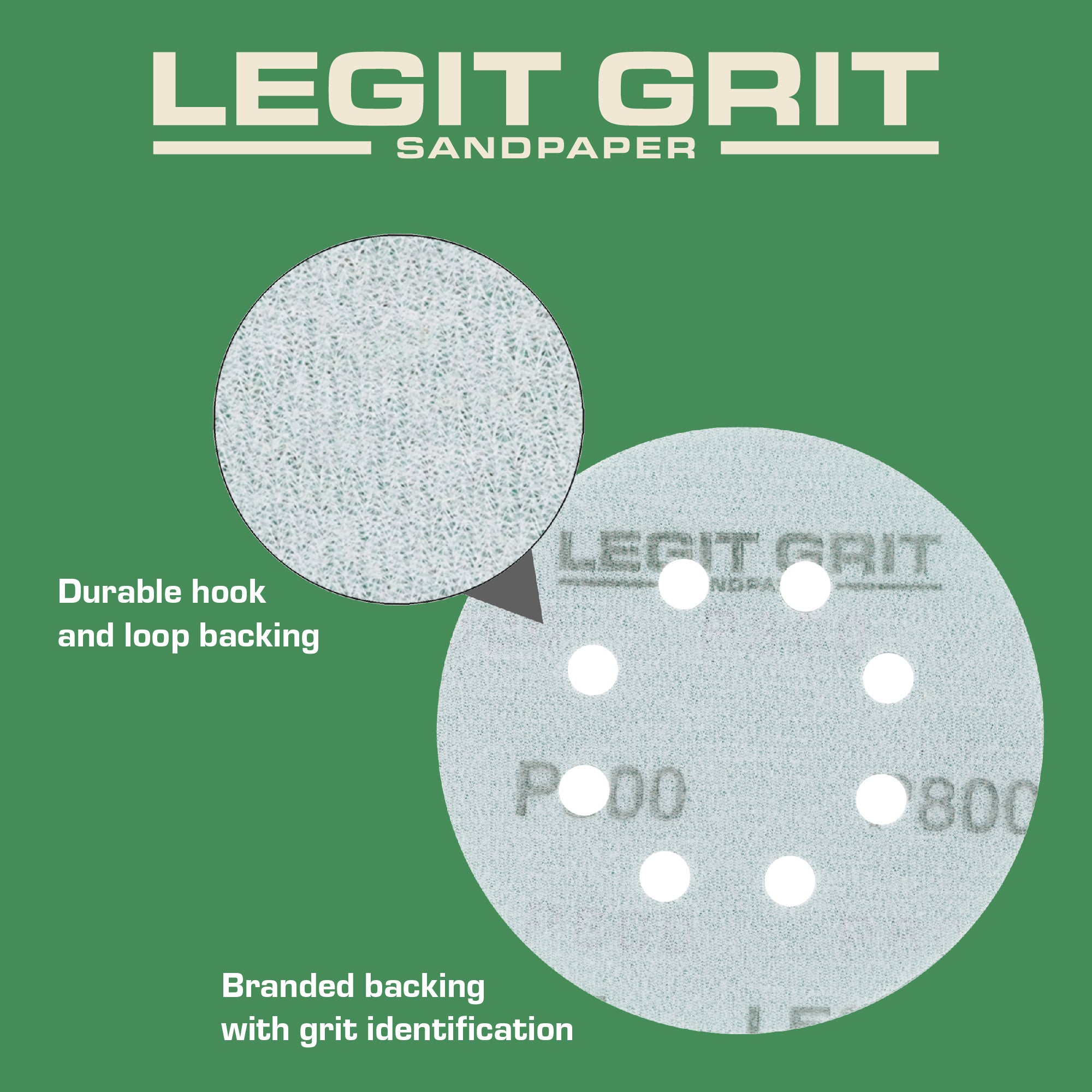 Legit Grit 5 inch Sand paper Disc, 8-Hole