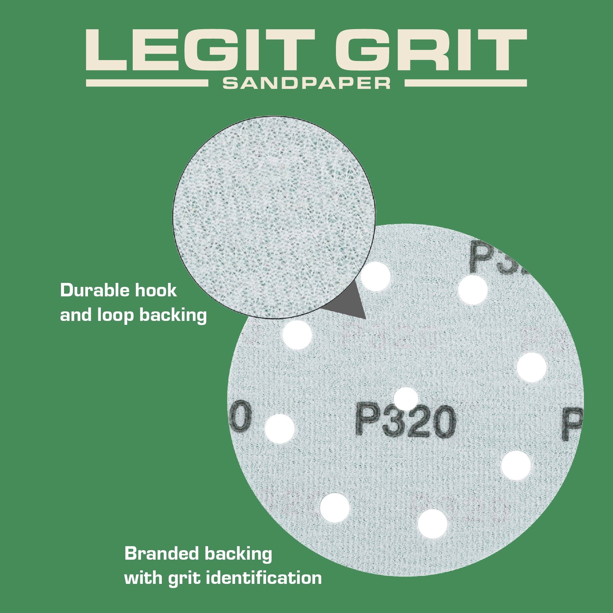 Legit Grit 5 inch Sand paper Disc, 9-Hole