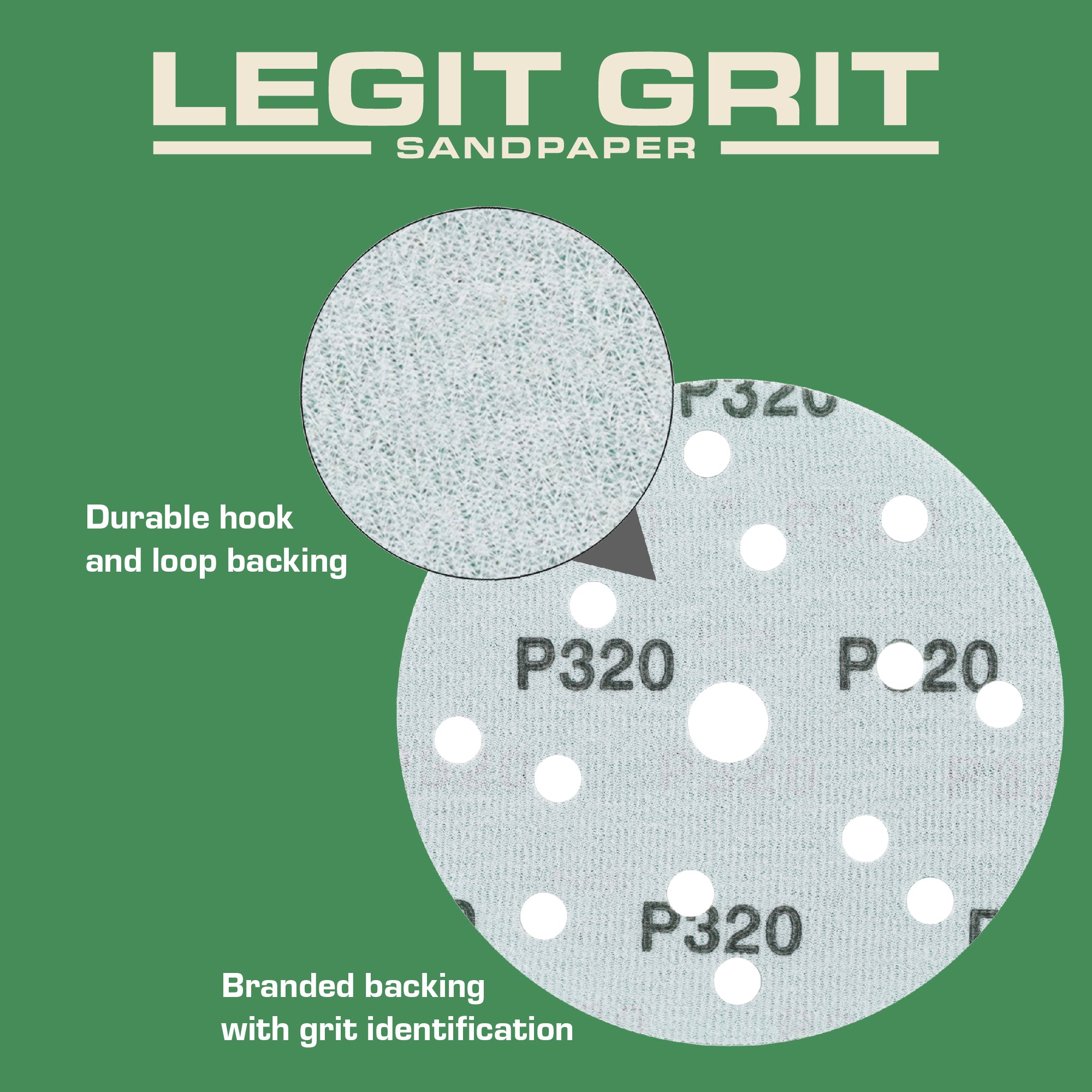 Legit Grit 6 inch Sand paper Disc, 15-Hole