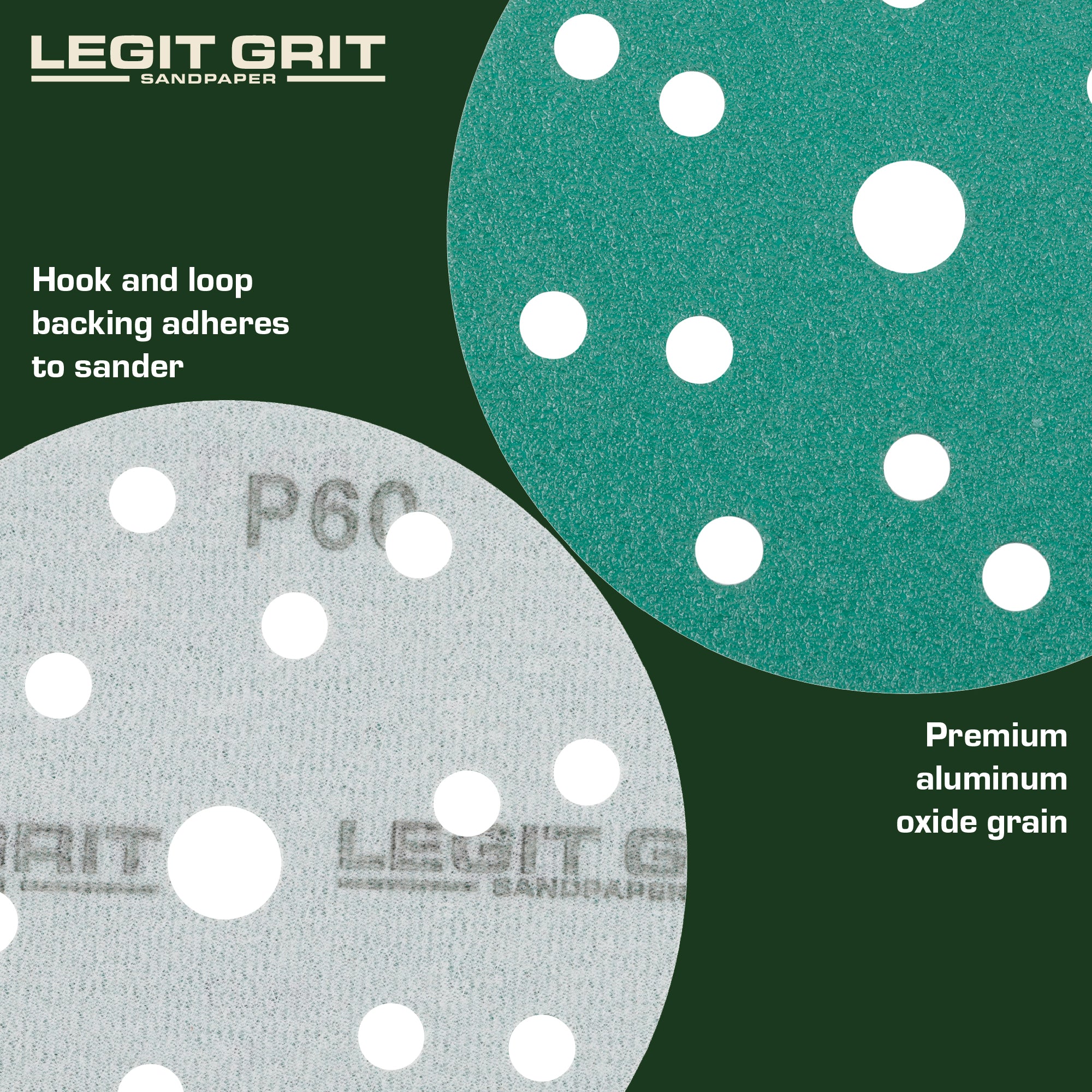 Legit Grit 6 inch Sand paper Disc, 15-Hole