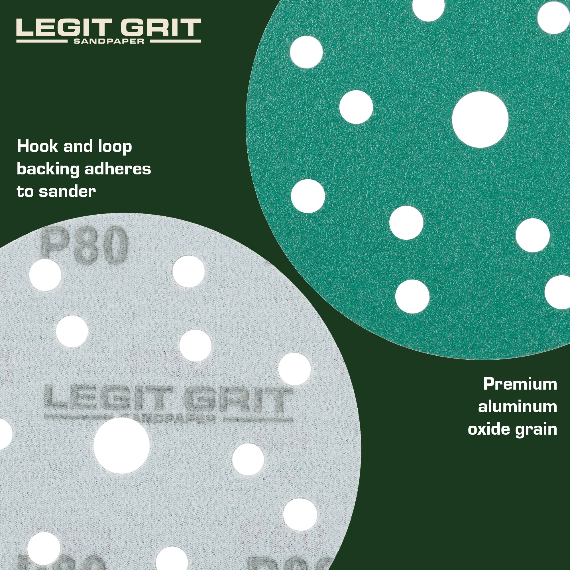 Legit Grit 6 inch Sand paper Disc, 15-Hole