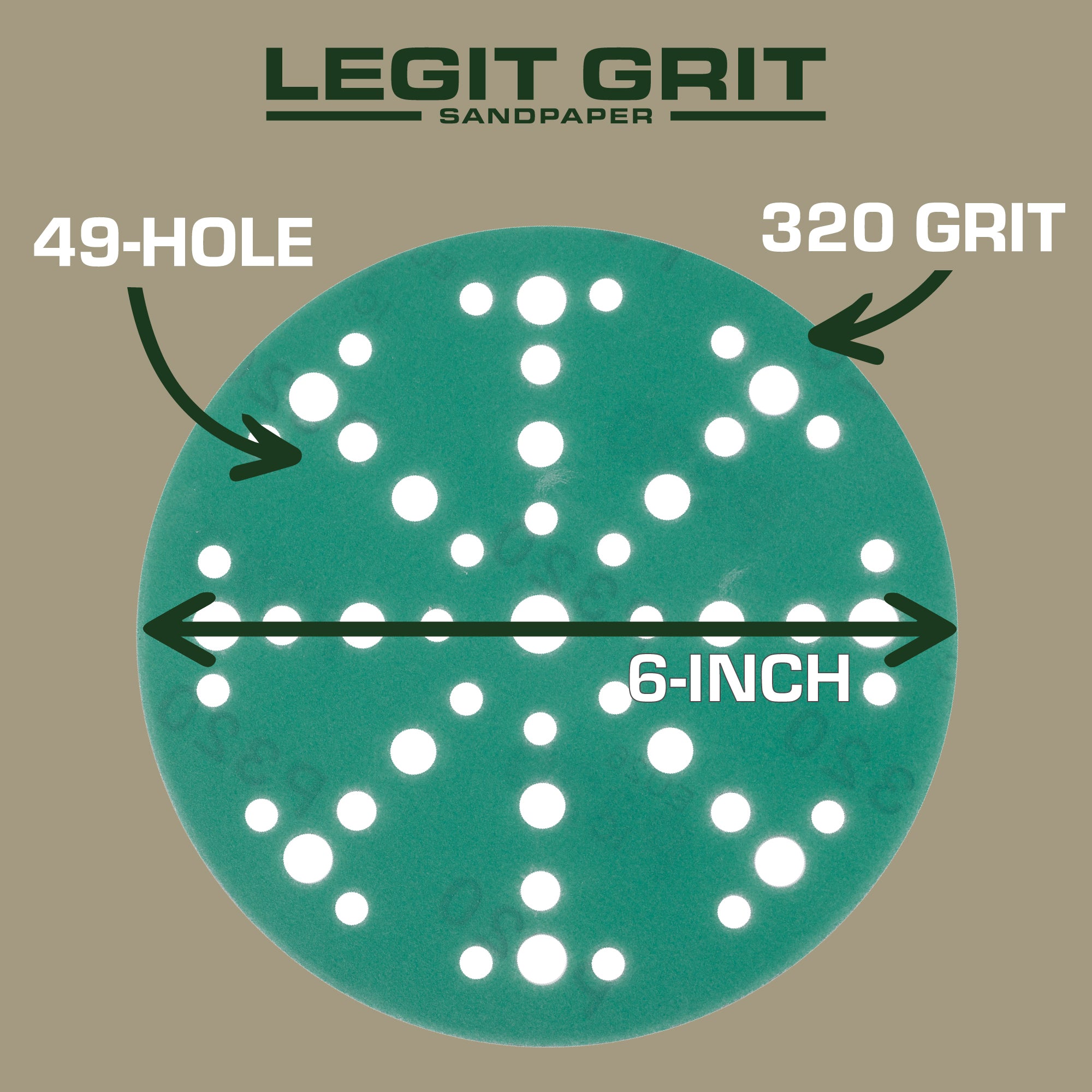 Legit Grit 6 inch Sand paper Disc, 49-Hole