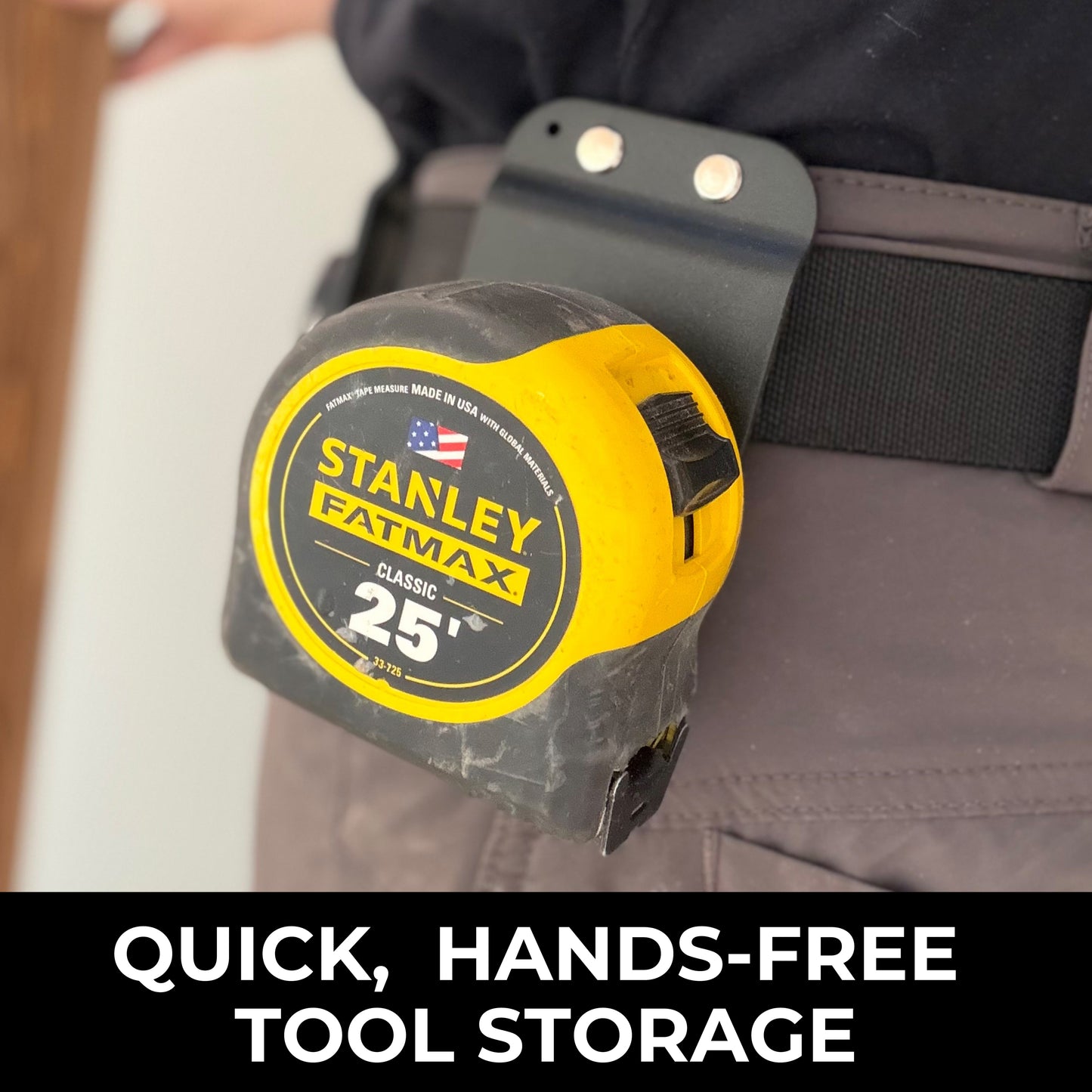 Perkins Builder Brothers Clip-On Tool Belt Tape Holder For Tape Measure, Utility Knife, and Flashlight