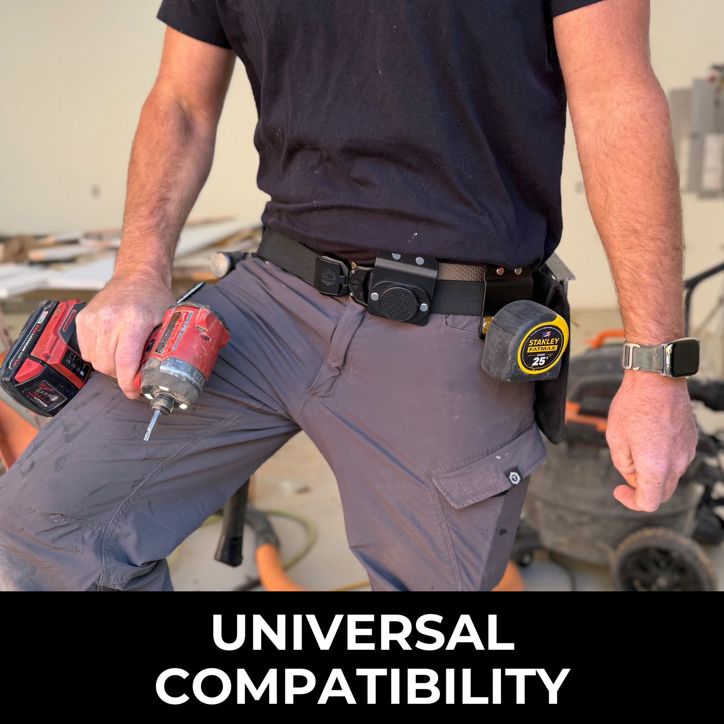 Perkins Builder Brothers Clip-On Tool Belt Tape Holder For Tape Measure, Utility Knife, and Flashlight