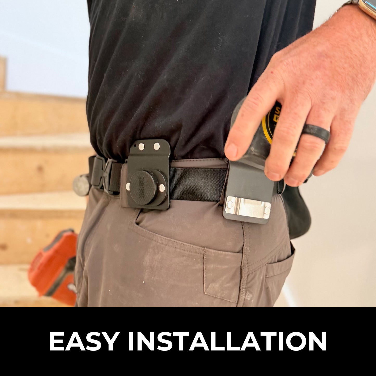 Perkins Builder Brothers Clip-On Tool Belt Tape Holder For Tape Measure, Utility Knife, and Flashlight