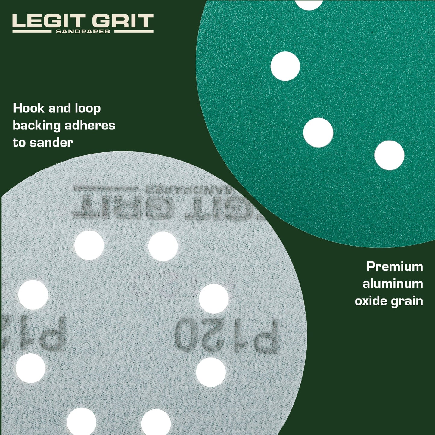 Legit Grit 5 inch Sand paper Disc, 8 - Hole - Perkins Builder Brothers