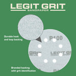 Legit Grit 5 inch Sand paper Disc, 8 - Hole - Perkins Builder Brothers