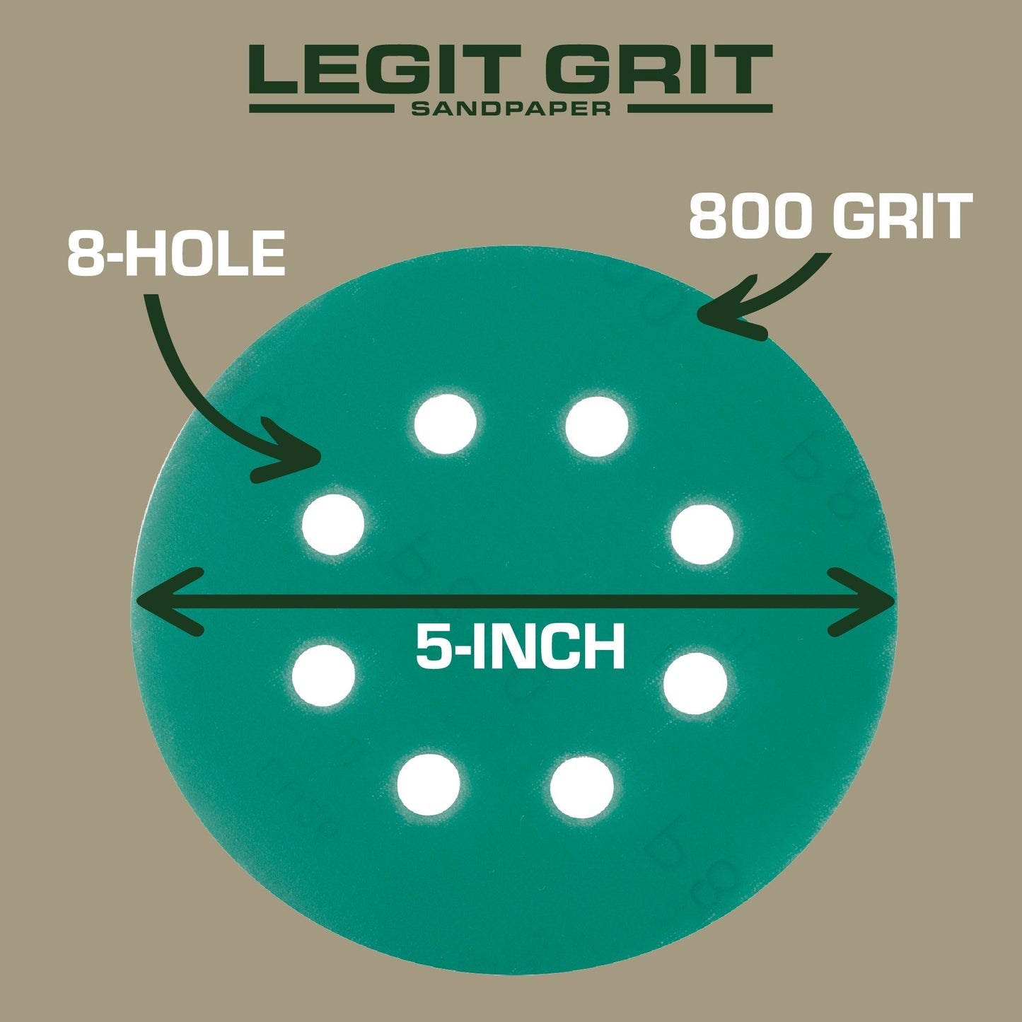 Legit Grit 5 inch Sand paper Disc, 8 - Hole - Perkins Builder Brothers