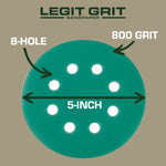 Legit Grit 5 inch Sand paper Disc, 8 - Hole - Perkins Builder Brothers