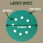 Legit Grit 5 inch Sand paper Disc, 8 - Hole - Perkins Builder Brothers
