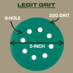 Legit Grit 5 inch Sand paper Disc, 8 - Hole - Perkins Builder Brothers