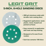 Legit Grit 5 inch Sand paper Disc, 8 - Hole - Perkins Builder Brothers