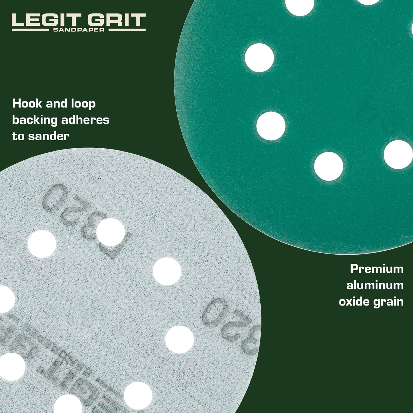 Legit Grit 5 inch Sand paper Disc, 8 - Hole - Perkins Builder Brothers