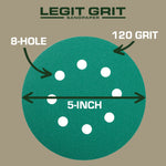 Legit Grit 5 inch Sand paper Disc, 8 - Hole - Perkins Builder Brothers