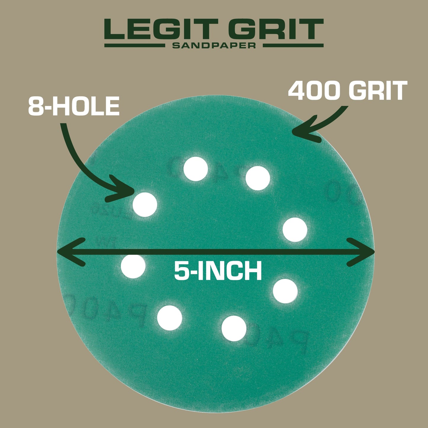 Legit Grit 5 inch Sand paper Disc, 8 - Hole - Perkins Builder Brothers