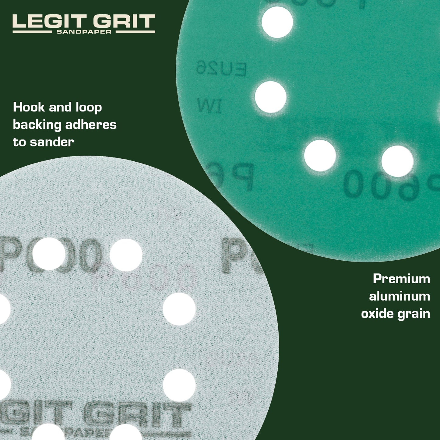 Legit Grit 5 inch Sand paper Disc, 8 - Hole - Perkins Builder Brothers