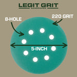 Legit Grit 5 inch Sand paper Disc, 8 - Hole - Perkins Builder Brothers