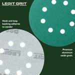 Legit Grit 5 Inch Sand paper Disc, 8 - Hole, Mixed Grit Variety Set - GRITS: 80/120/150/180/220 (10 of each) , 50 Pack - Perkins Builder Brothers