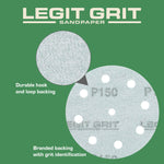 Legit Grit 5 inch Sand paper Disc, 9 - Hole - Perkins Builder Brothers