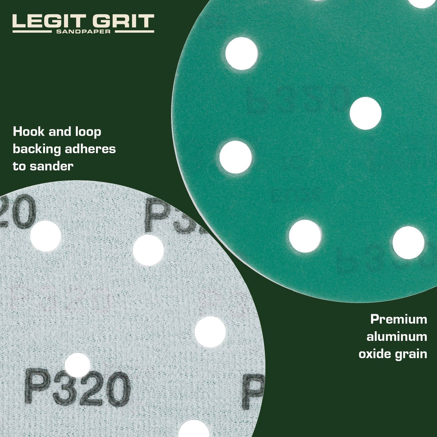Legit Grit 5 inch Sand paper Disc, 9 - Hole - Perkins Builder Brothers