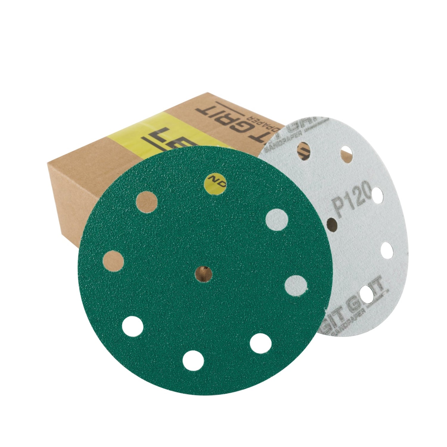 Legit Grit 5 inch Sand paper Disc, 9 - Hole, Mixed Grit Variety Set - GRITS: 80/120/150/180/220 (10 of each) , 50 Pack - Perkins Builder Brothers