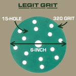 Legit Grit 6 inch Sand paper Disc, 15 - Hole - Perkins Builder Brothers