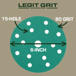 Legit Grit 6 inch Sand paper Disc, 15 - Hole - Perkins Builder Brothers