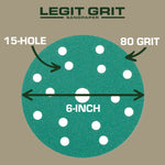 Legit Grit 6 inch Sand paper Disc, 15 - Hole - Perkins Builder Brothers