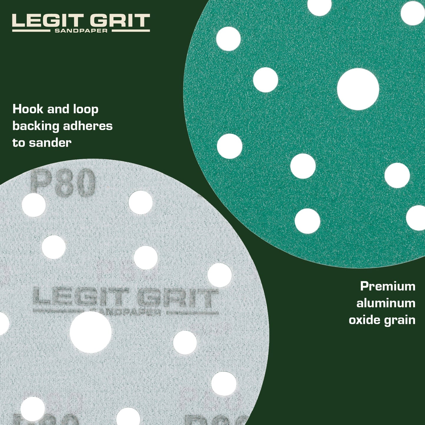 Legit Grit 6 inch Sand paper Disc, 15 - Hole - Perkins Builder Brothers