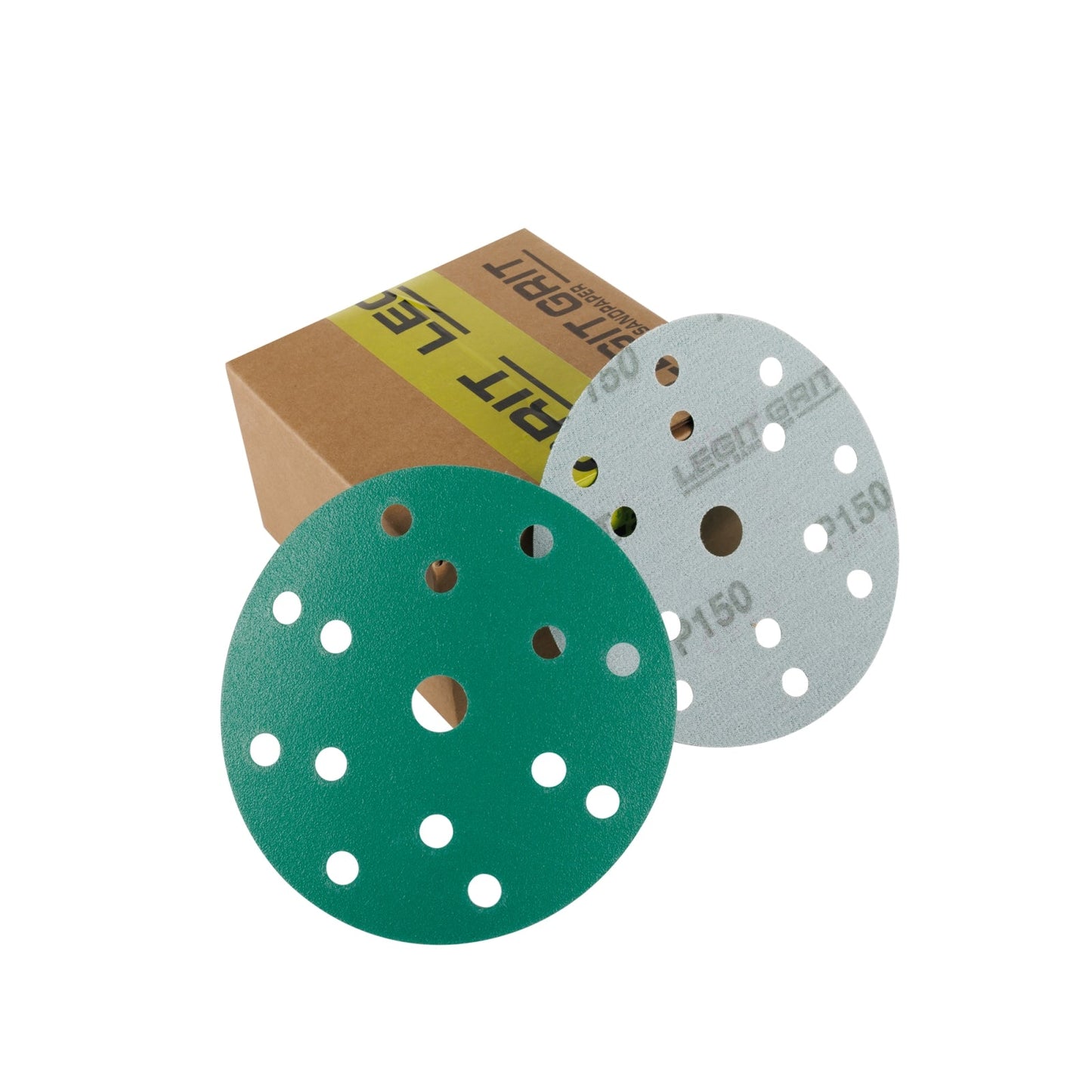 Legit Grit 6 inch Sand paper Disc, 15 - Hole, Mixed Grit Variety Set - GRITS: 80/120/150/180/220 (10 of each) , 50 Pack - Perkins Builder Brothers