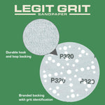 Legit Grit 6 inch Sand paper Disc, 49 - Hole - Perkins Builder Brothers