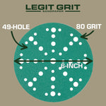 Legit Grit 6 inch Sand paper Disc, 49 - Hole - Perkins Builder Brothers
