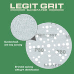 Legit Grit 6 inch Sand paper Disc, 49 - Hole - Perkins Builder Brothers