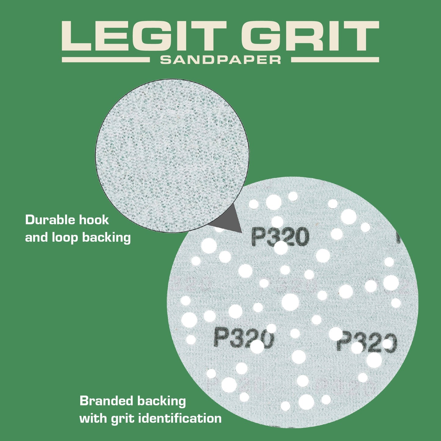 Legit Grit 6 inch Sand paper Disc, 49 - Hole - Perkins Builder Brothers