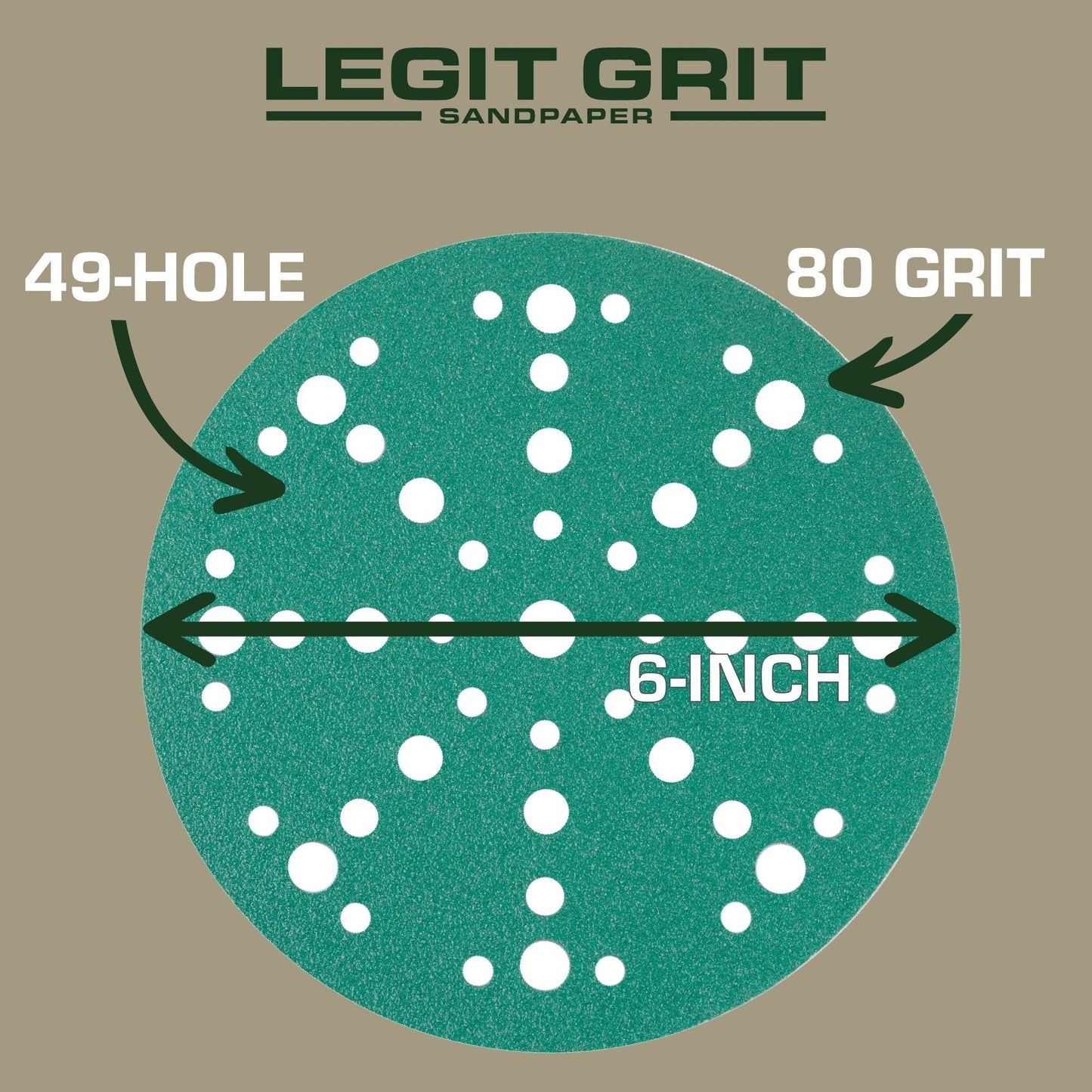 Legit Grit 6 inch Sand paper Disc, 49 - Hole - Perkins Builder Brothers