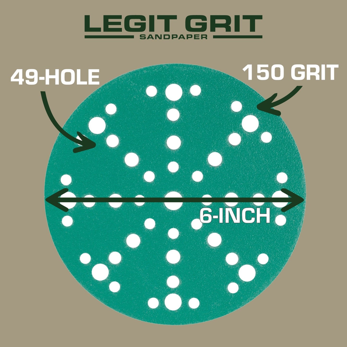 Legit Grit 6 inch Sand paper Disc, 49 - Hole - Perkins Builder Brothers