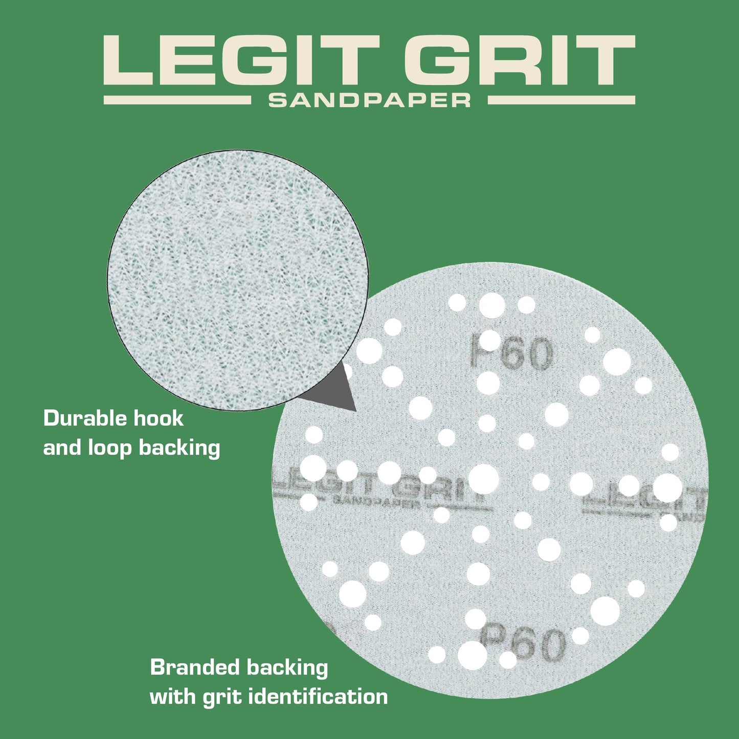 Legit Grit 6 inch Sand paper Disc, 49 - Hole - Perkins Builder Brothers