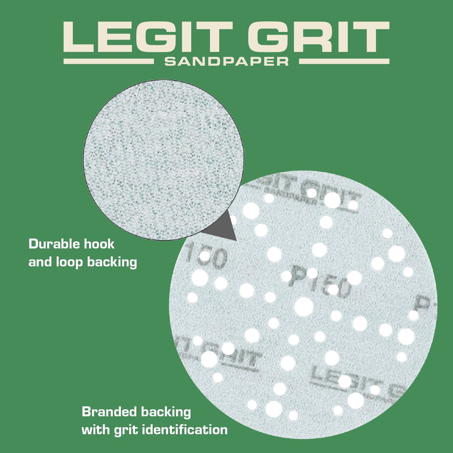 Legit Grit 6 inch Sand paper Disc, 49 - Hole - Perkins Builder Brothers