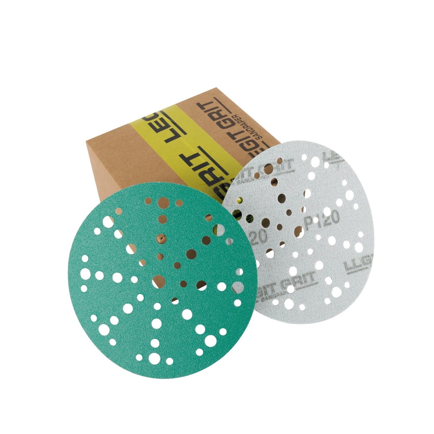 Legit Grit 6 inch Sand paper Disc, 49 - Hole, Mixed Grit Variety Set - GRITS: 80/120/150/180/220 (10 of each) , 50 Pack - Perkins Builder Brothers