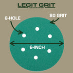 Legit Grit 6 inch Sand paper Disc, 6 - Hole - Perkins Builder Brothers