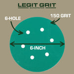 Legit Grit 6 inch Sand paper Disc, 6 - Hole - Perkins Builder Brothers