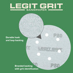 Legit Grit 6 inch Sand paper Disc, 6 - Hole - Perkins Builder Brothers