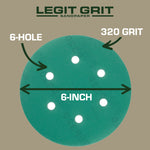 Legit Grit 6 inch Sand paper Disc, 6 - Hole - Perkins Builder Brothers