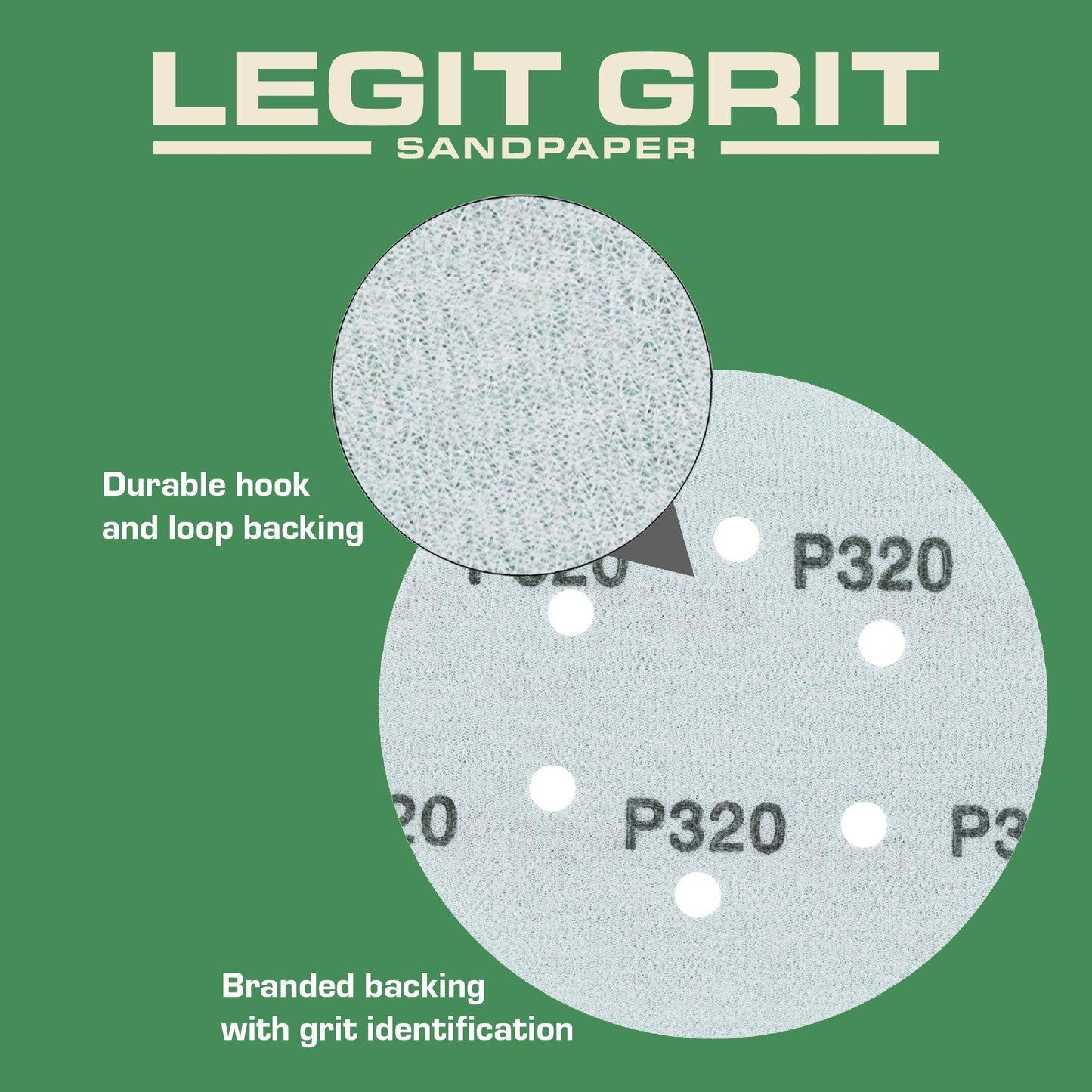 Legit Grit 6 inch Sand paper Disc, 6 - Hole - Perkins Builder Brothers