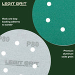 Legit Grit 6 inch Sand paper Disc, 6 - Hole, Mixed Grit Variety Set - GRITS: 80/120/150/180/220 (10 of each) , 50 Pack - Perkins Builder Brothers
