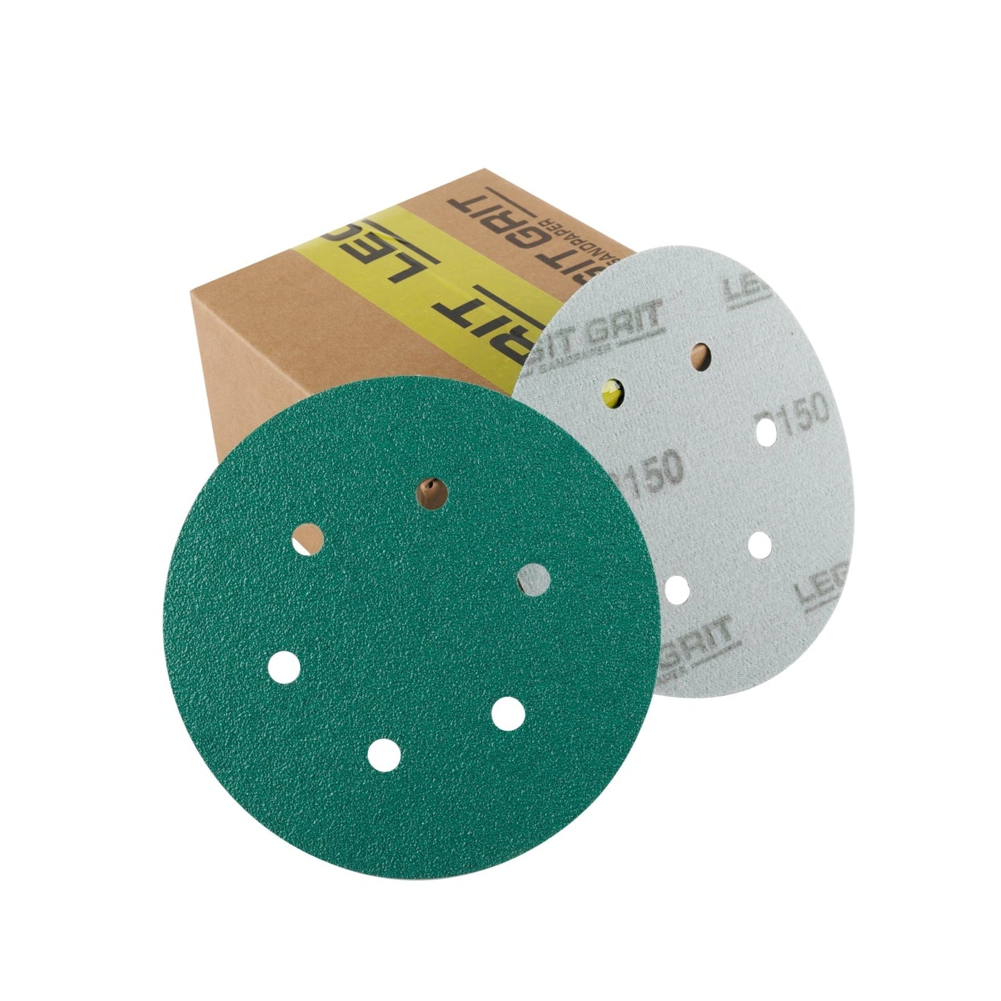 Legit Grit 6 inch Sand paper Disc, 6 - Hole, Mixed Grit Variety Set - GRITS: 80/120/150/180/220 (10 of each) , 50 Pack - Perkins Builder Brothers