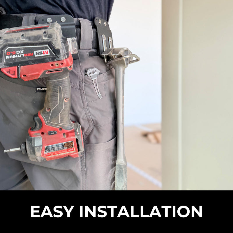 Perkins Builder Brothers Clip - On Tool Belt Drill Holder For Cordless Drill, Tape Measure, and Impact Driver - Perkins Builder Brothers